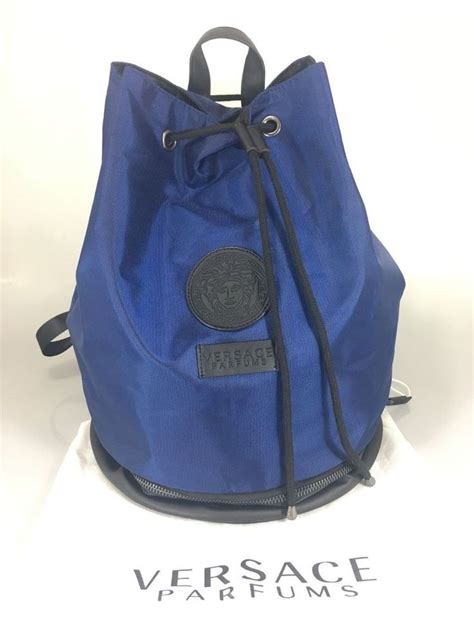 versace parfums mens blue black drawstring backpack bucket|VERSACE PARFUMS BLUE BLACK RUCKSACK .